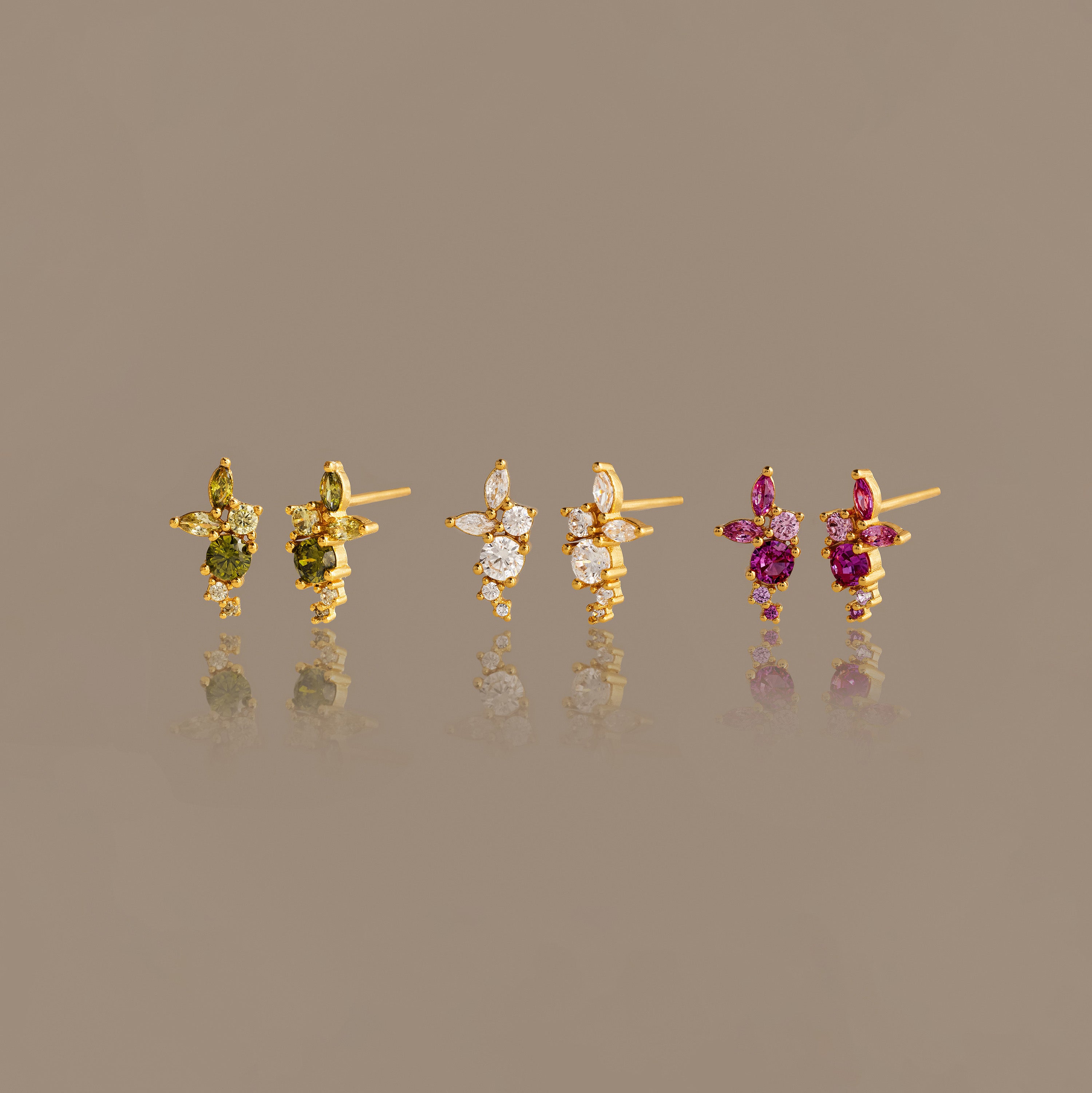 Ombre Cluster Birthstone Studs