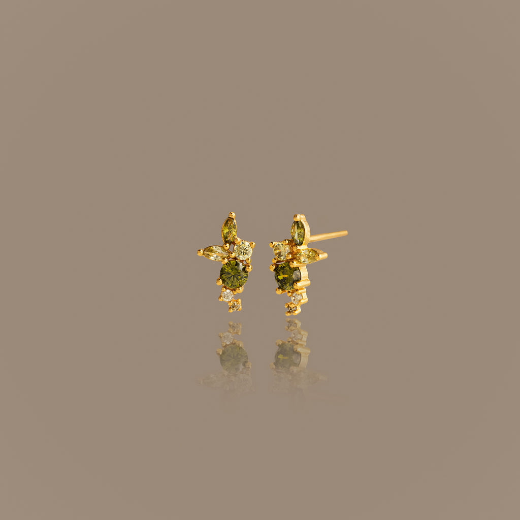 Ombre Cluster Peridot Studs