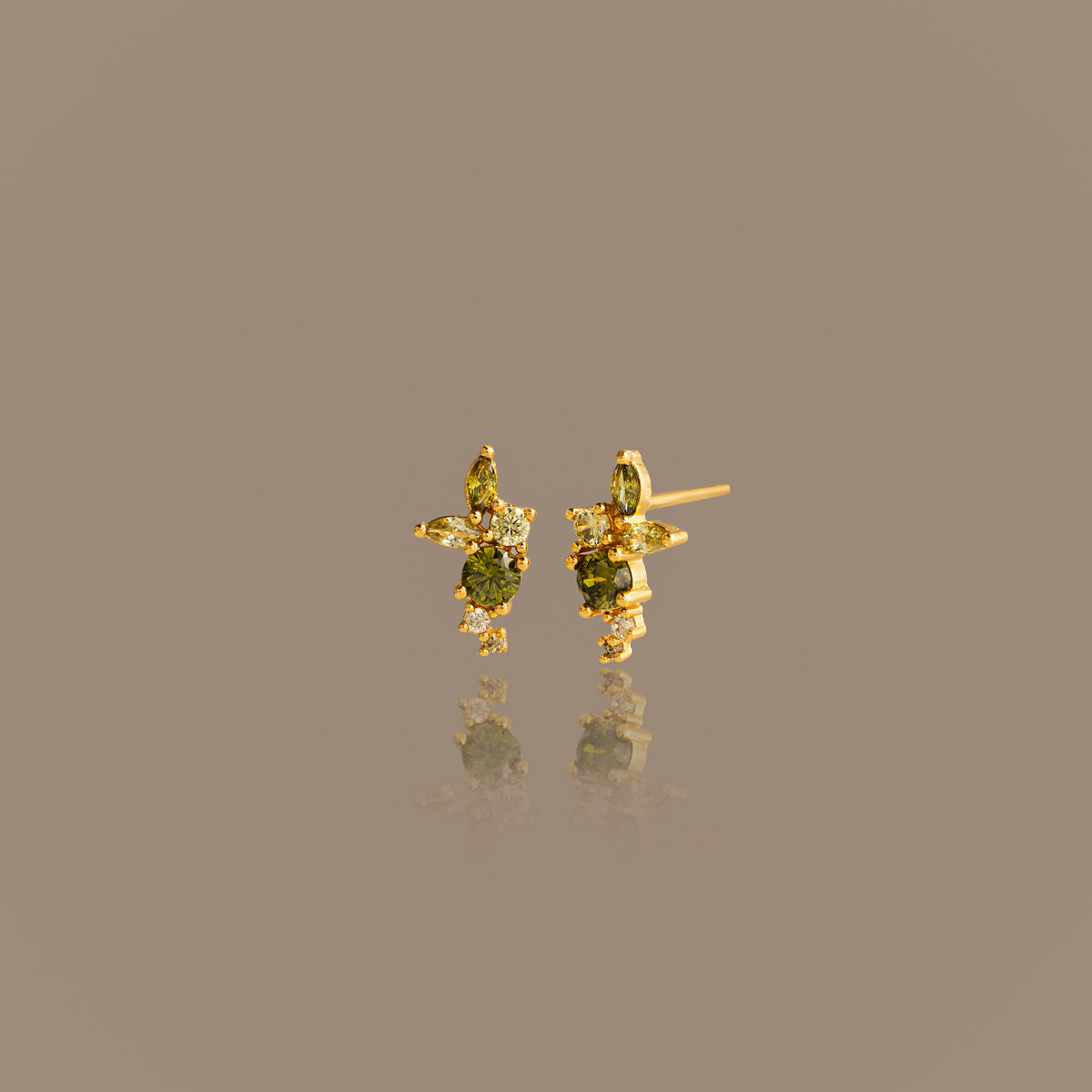 Ombre Cluster Peridot Studs