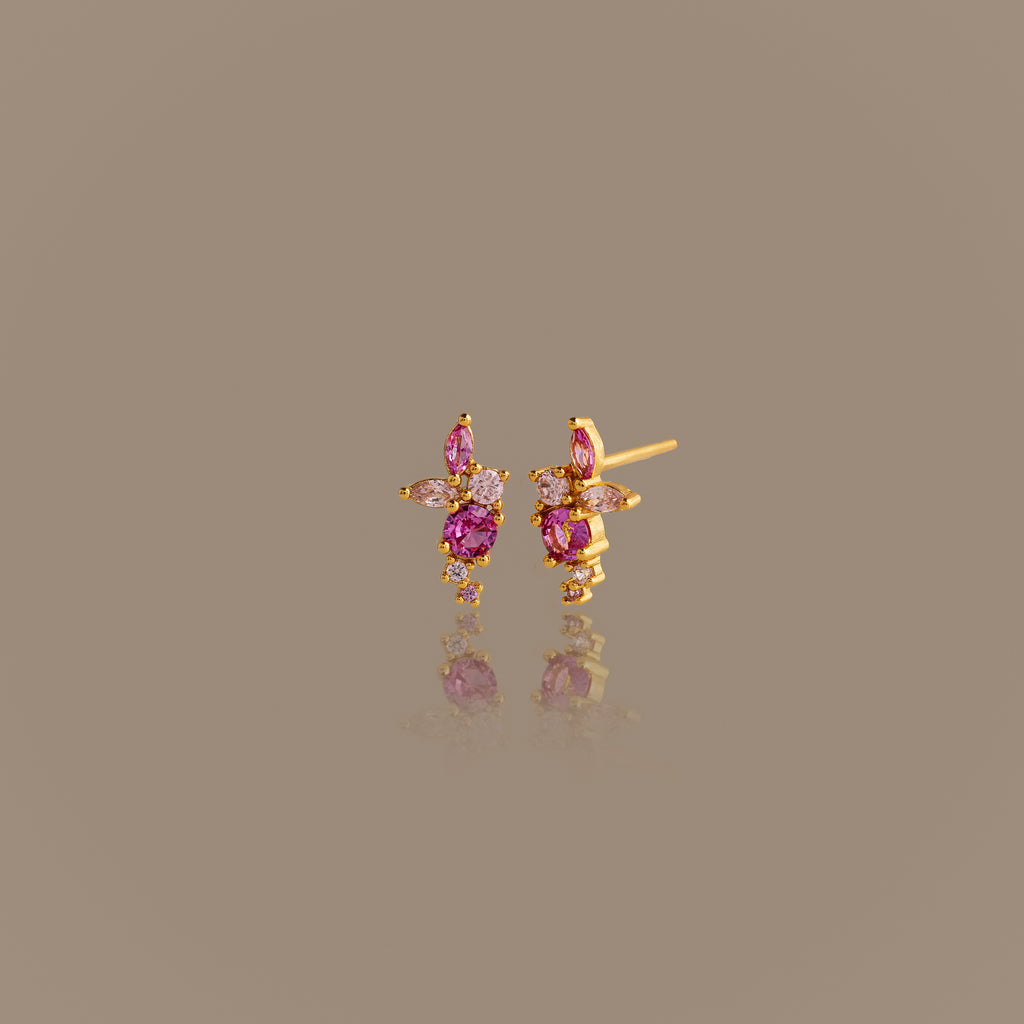 Ombre Cluster Pink Tourmaline Studs
