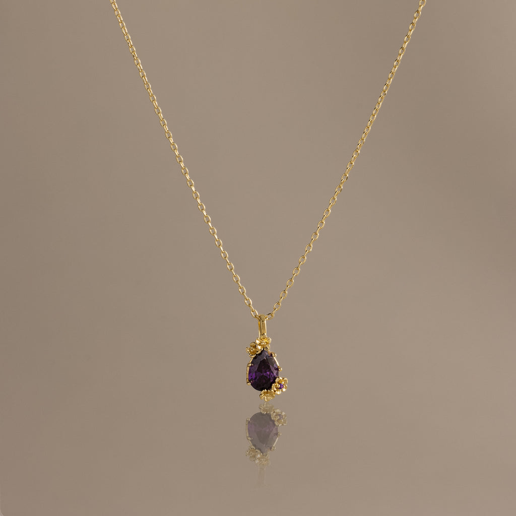 Amethyst Blossom Charm Necklace