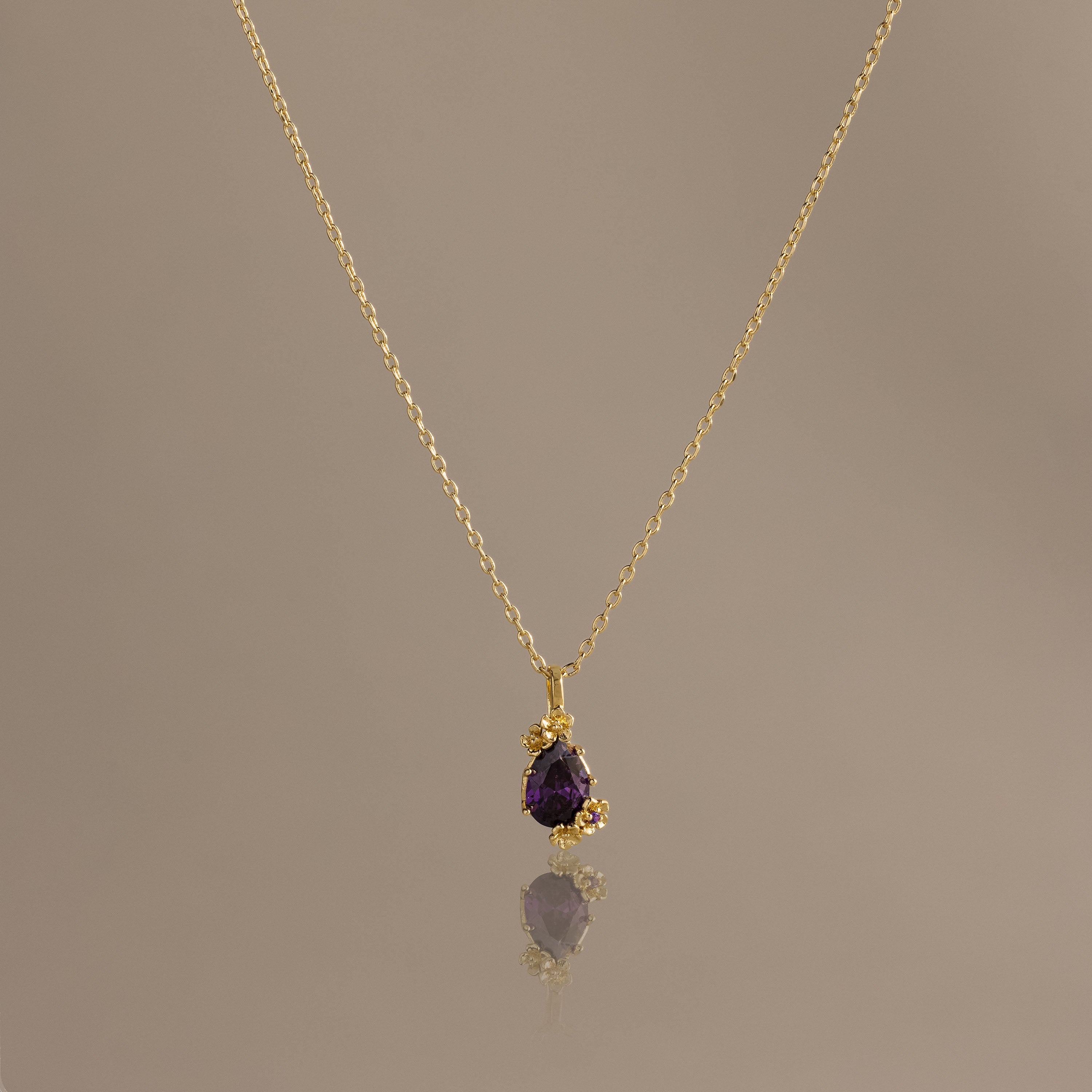 Amethyst Blossom Charm Necklace