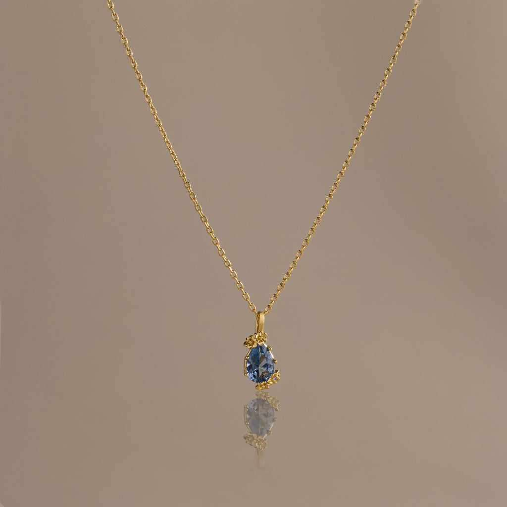 Aquamarine Blossom Charm Necklace