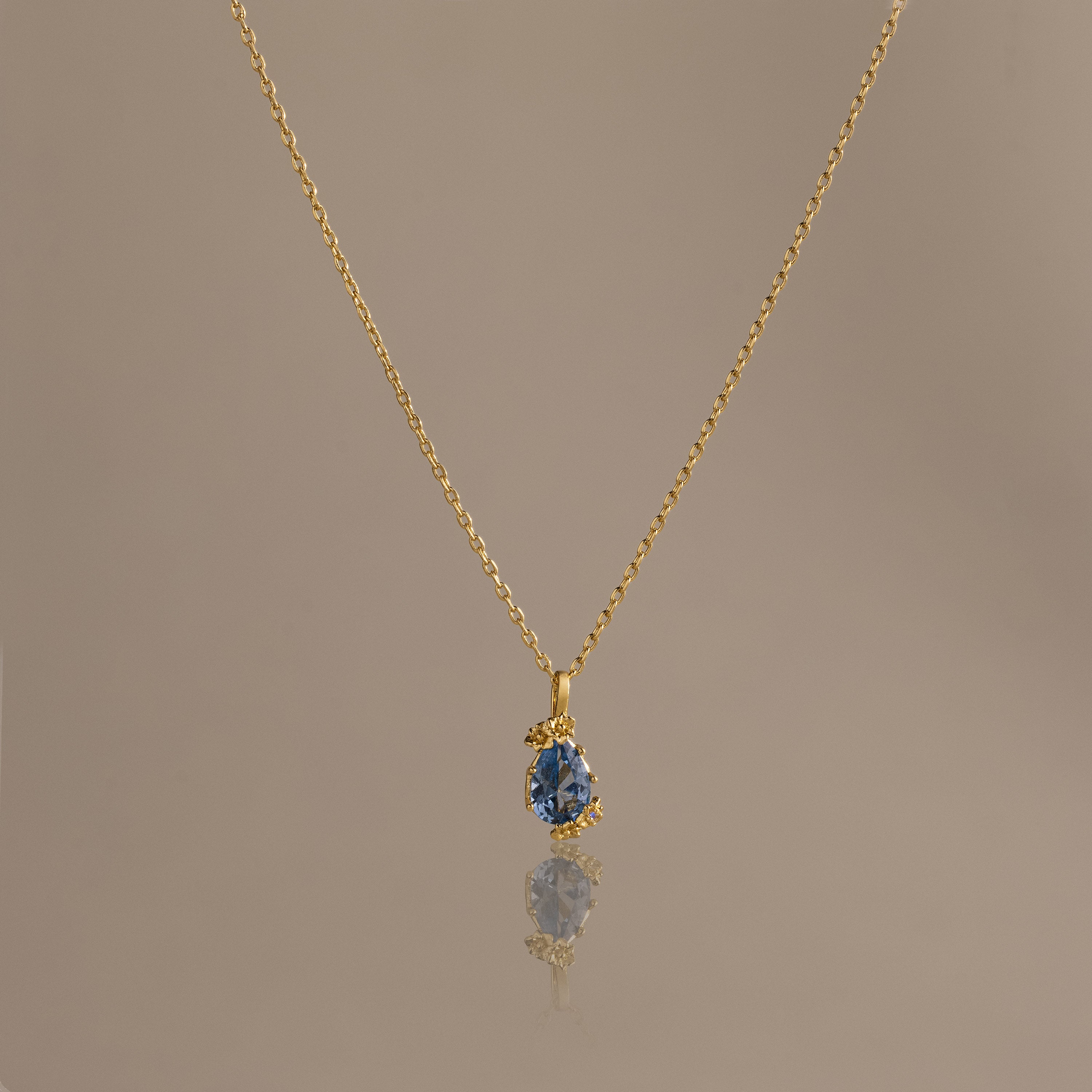 Aquamarine Blossom Charm Necklace