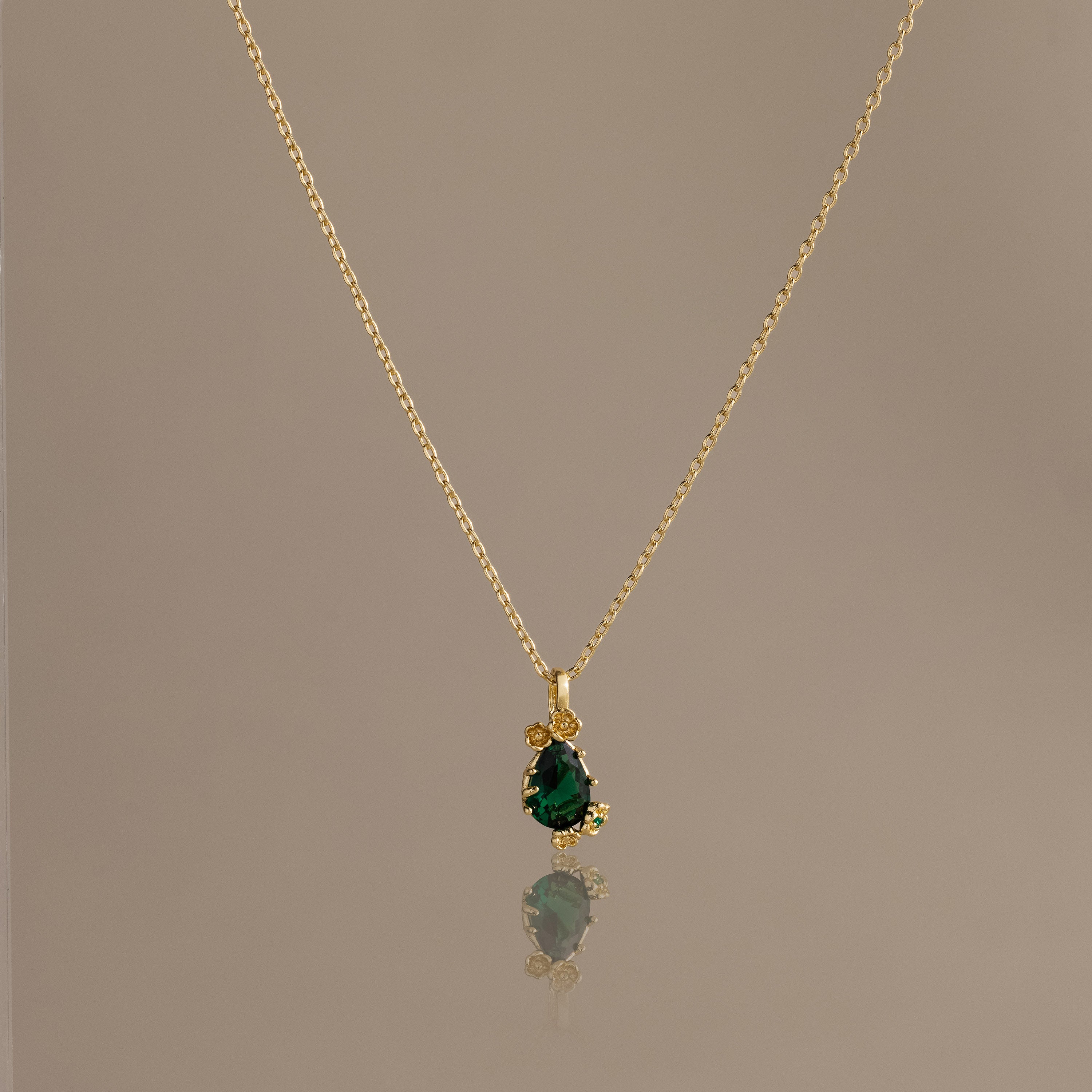 Emerald Blossom Charm Necklace
