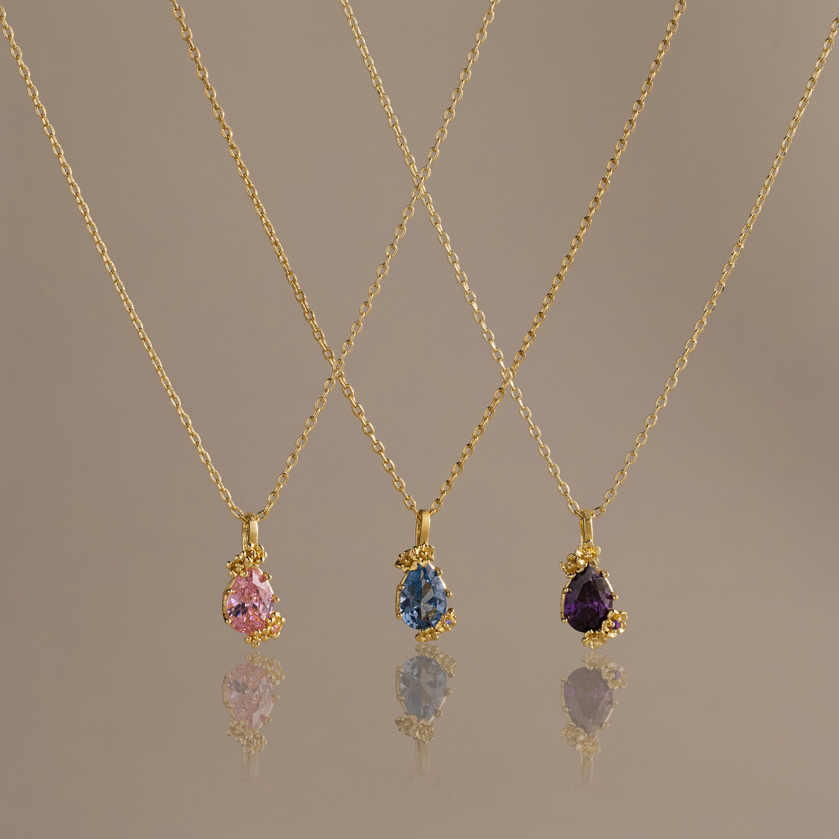 Birthstone Blossom Charm Necklace