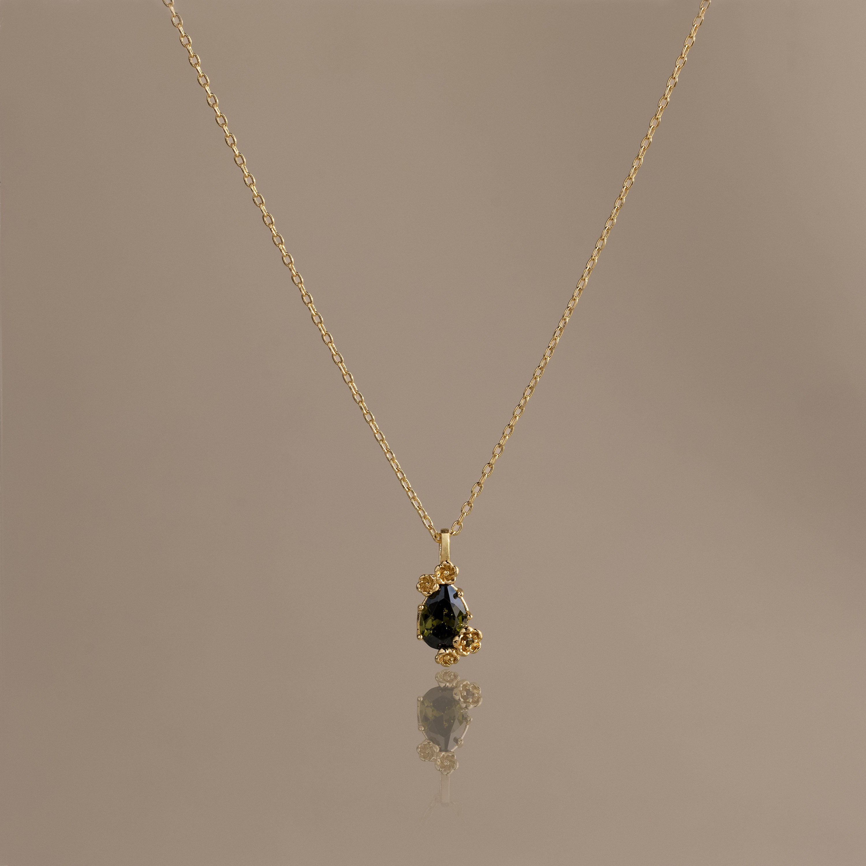 Peridot Blossom Charm Necklace