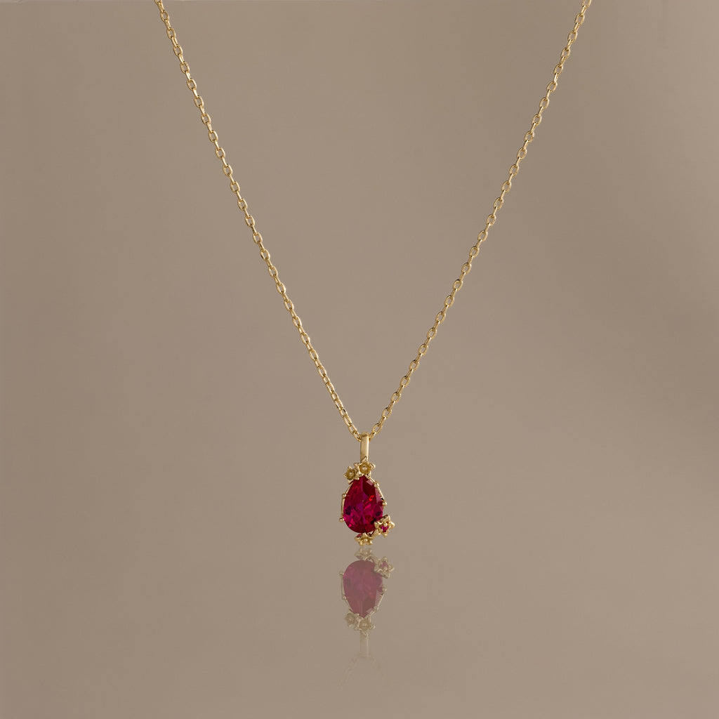 Ruby Blossom Charm Necklace