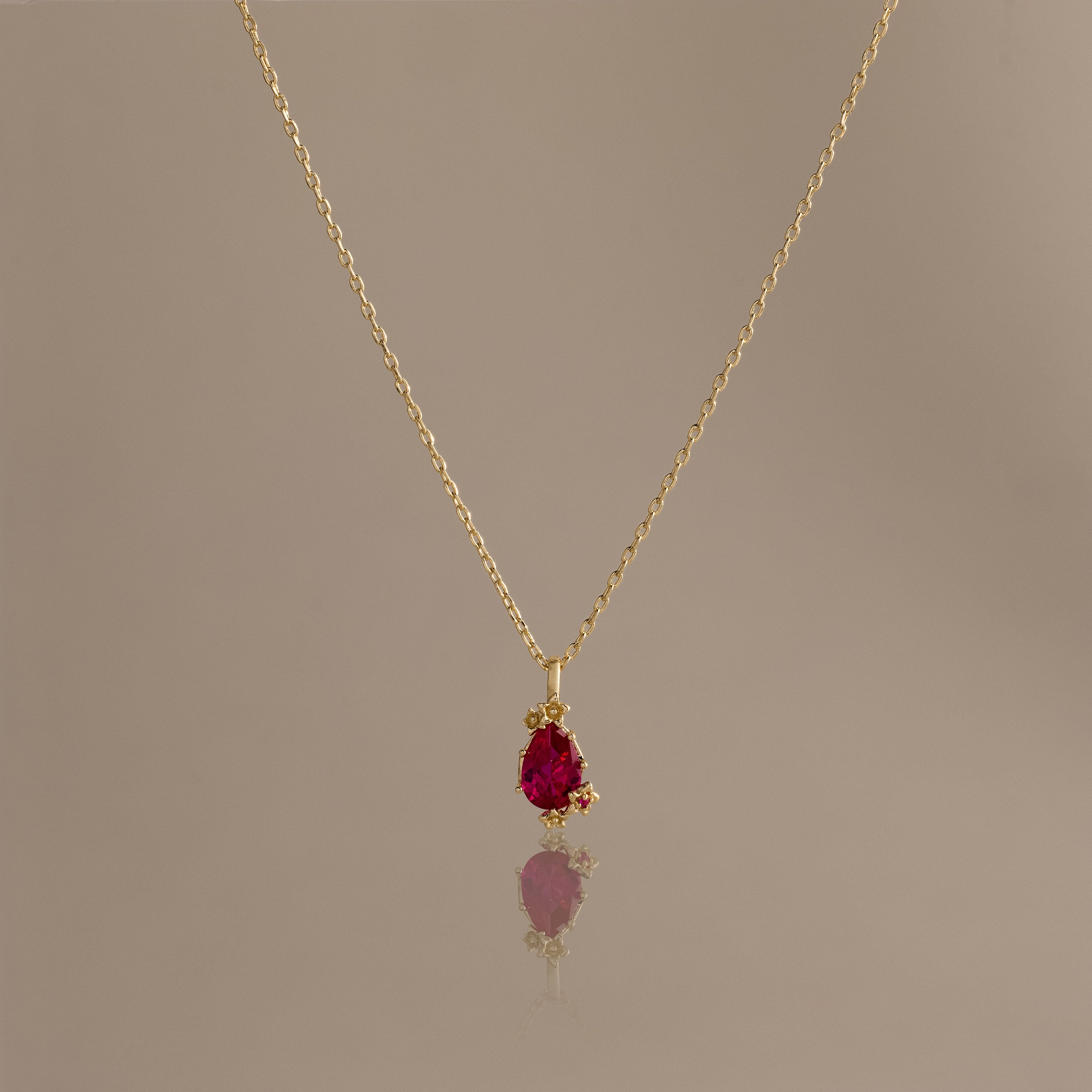 Ruby Blossom Charm Necklace