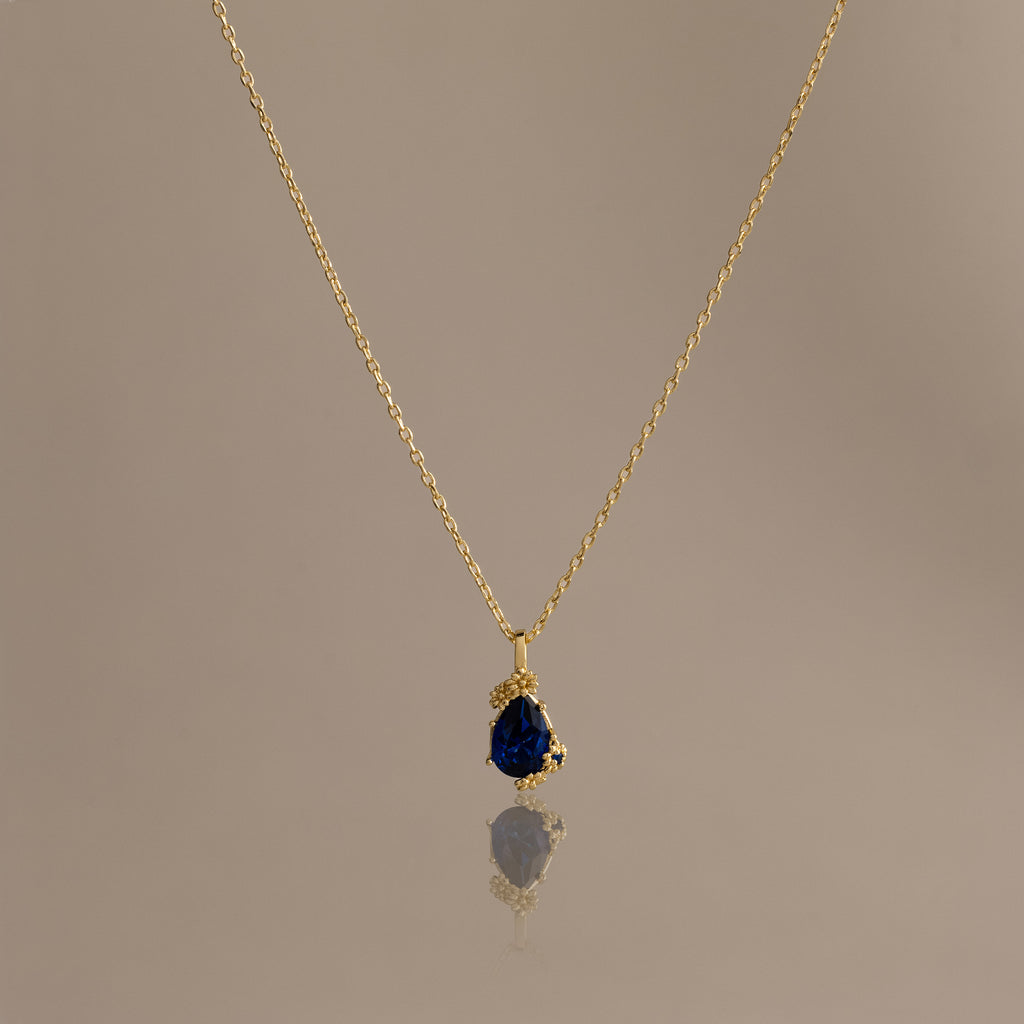 Sapphire Blossom Charm Necklace