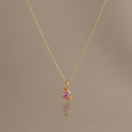 Pink Tourmaline Blossom Charm Necklace
