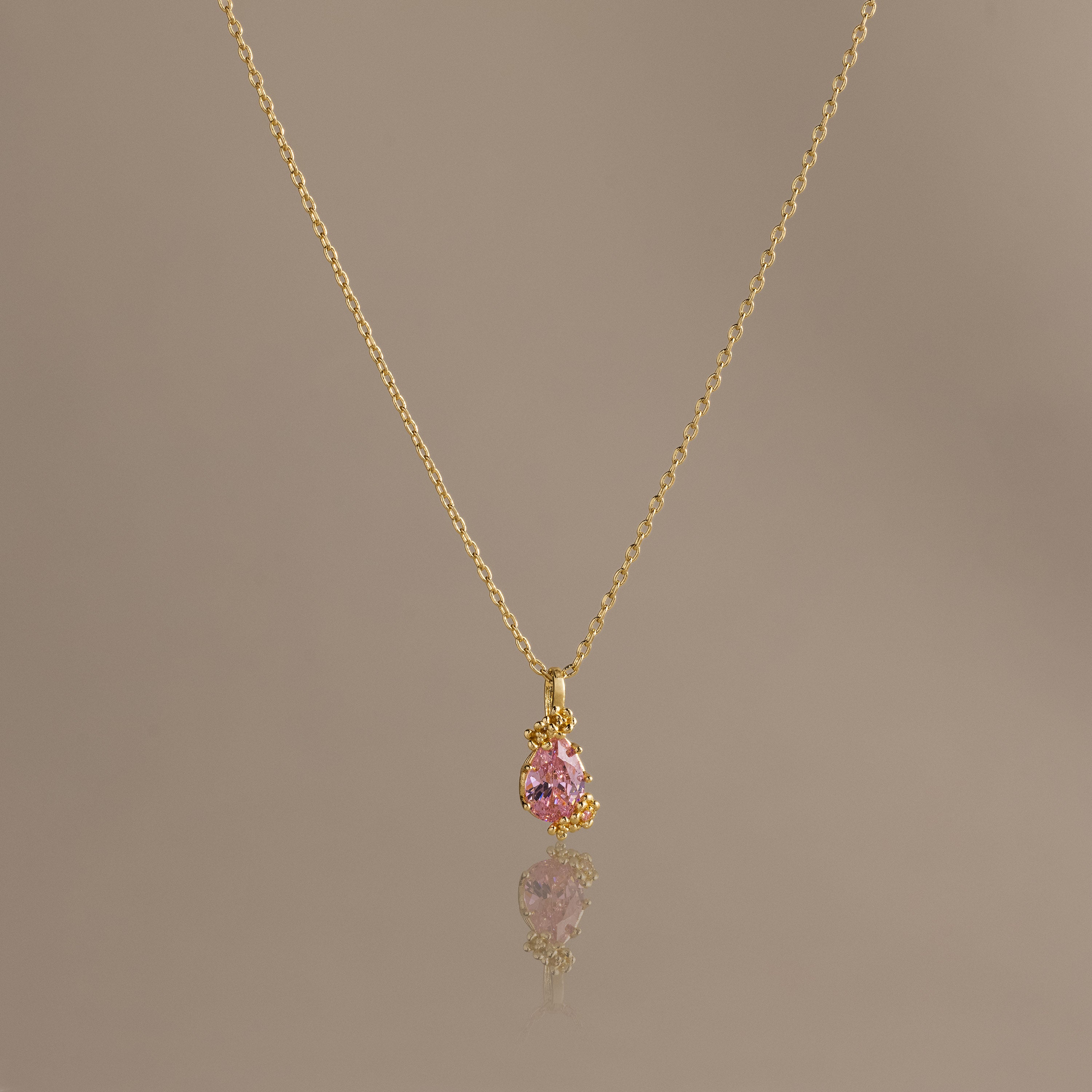 Pink Tourmaline Blossom Charm Necklace