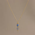 Blue Zircon Blossom Charm Necklace
