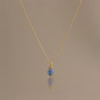 Blue Zircon Blossom Charm Necklace