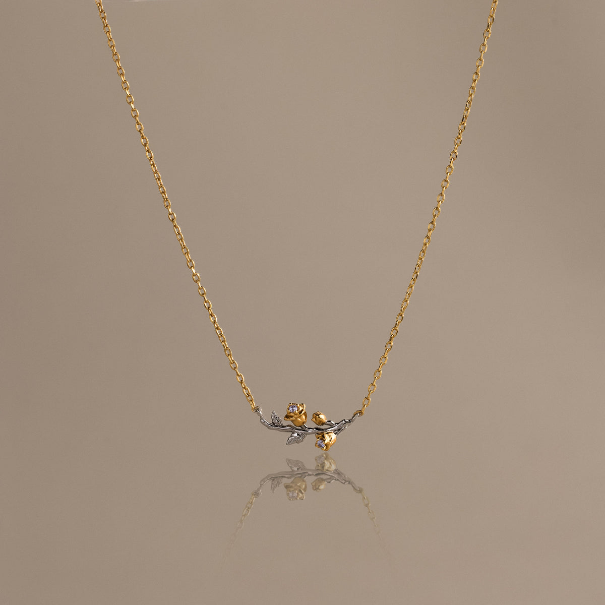 Mixed Metal Alexandrite Flower Necklace
