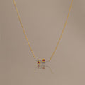 Mixed Metal Ruby Flower Necklace