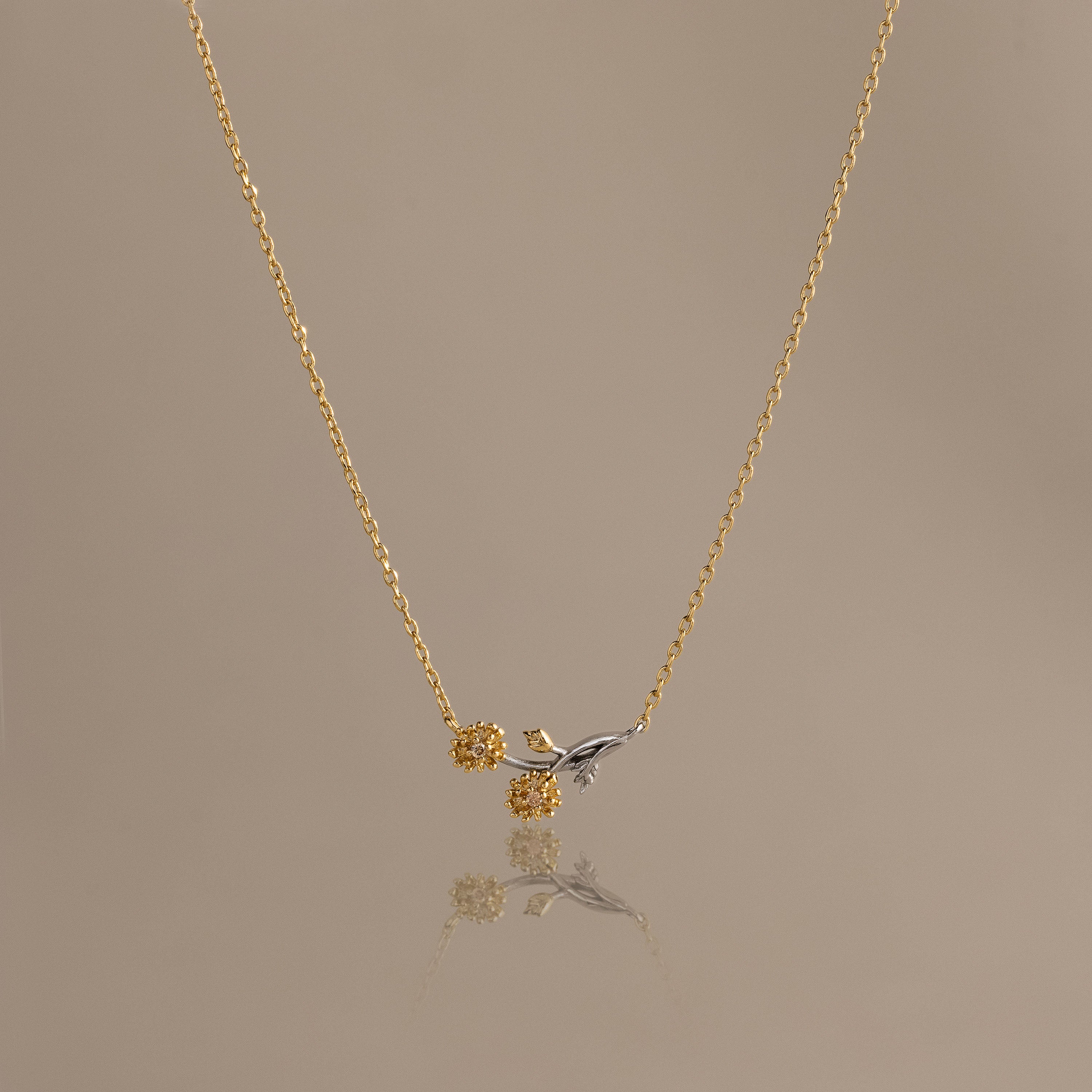 Mixed Metal Topaz Flower Necklace