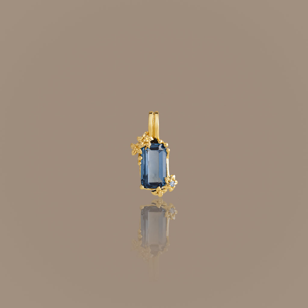 Floral Blue Zircon Charm