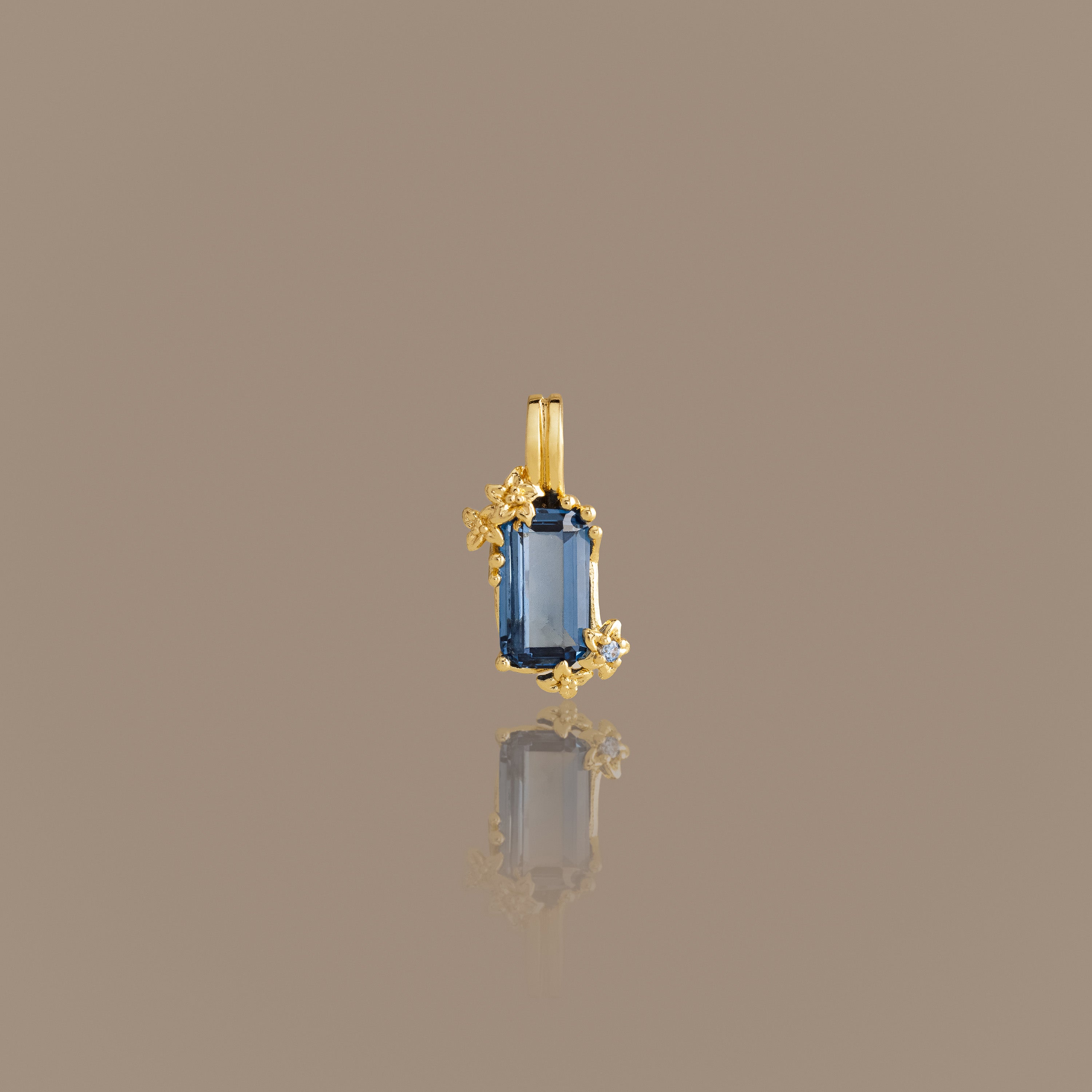Floral Blue Zircon Charm
