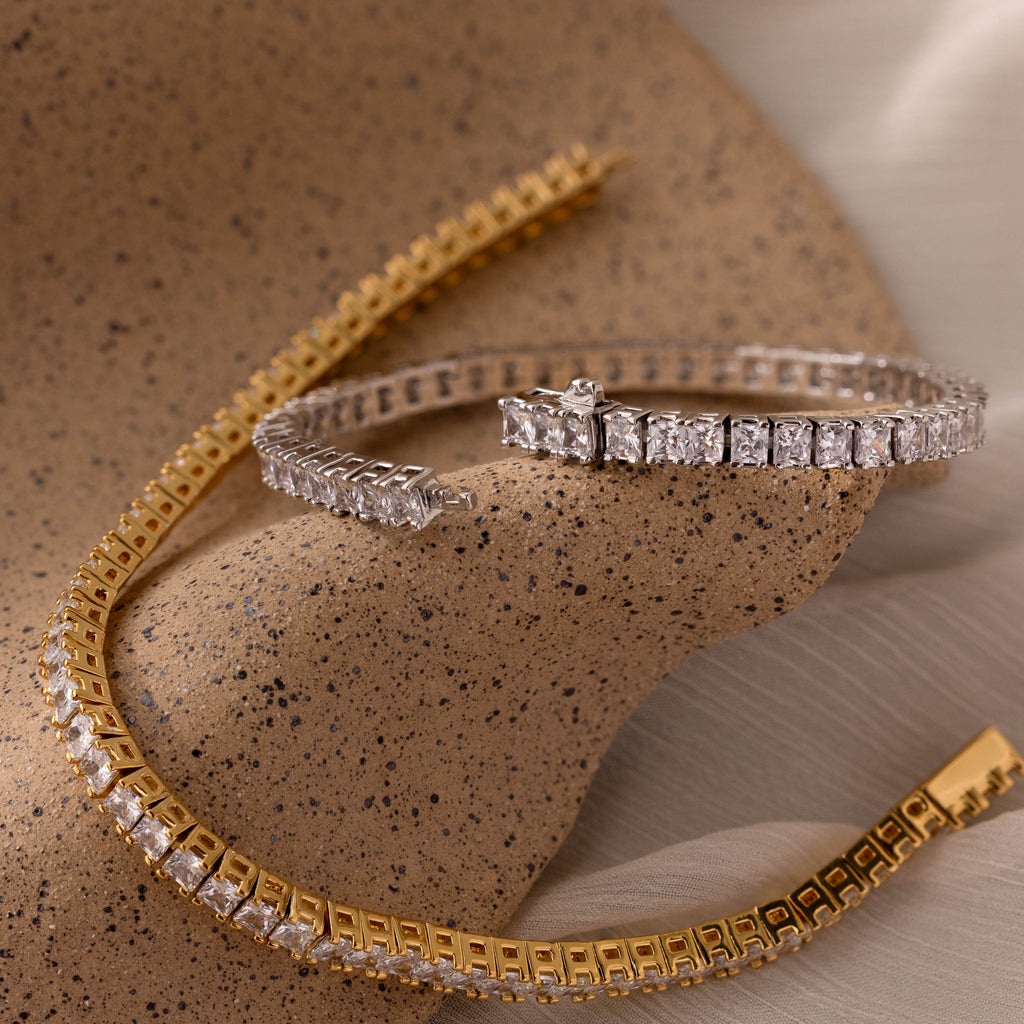 Bracelet tennis en diamant princesse