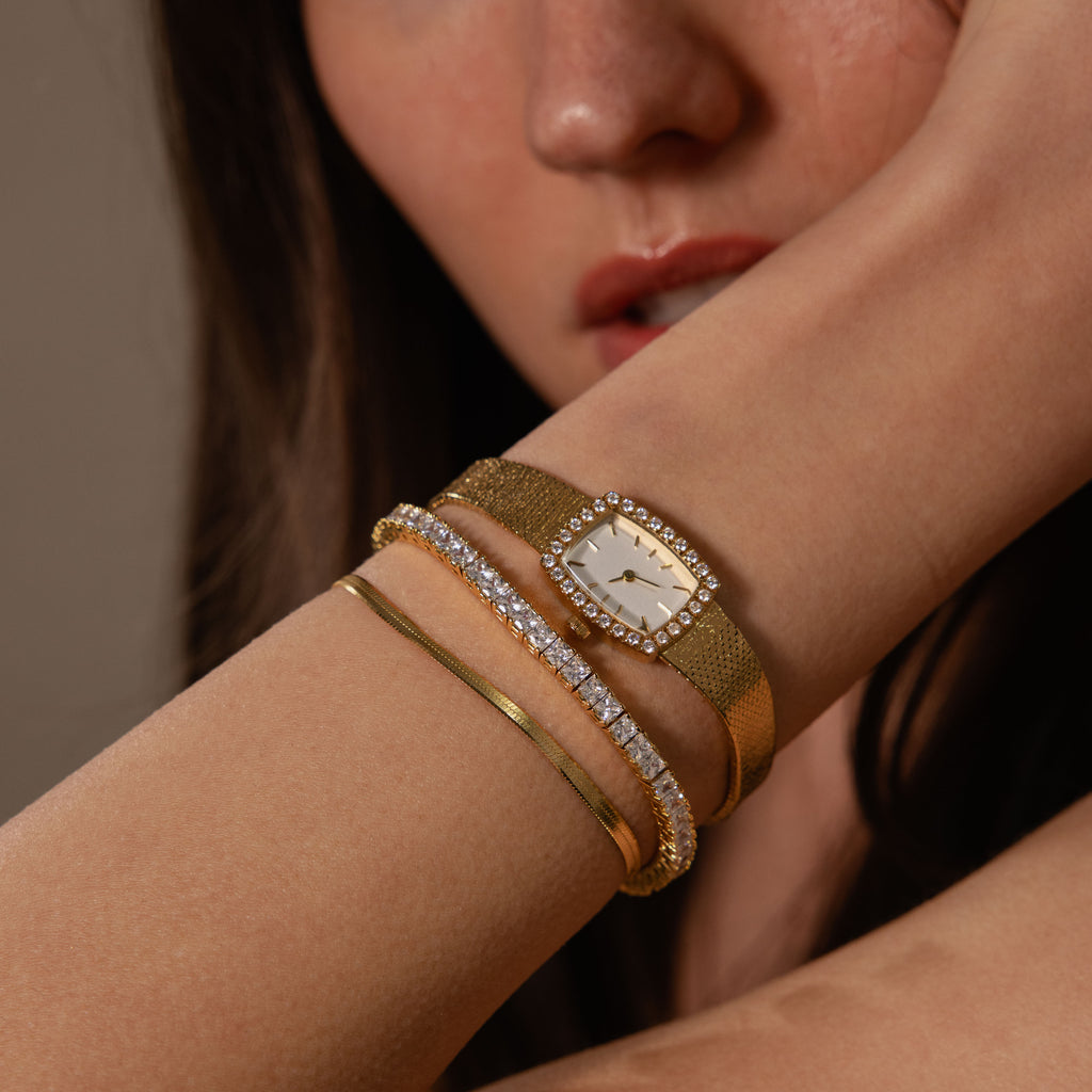 Bracelet tennis en diamant princesse