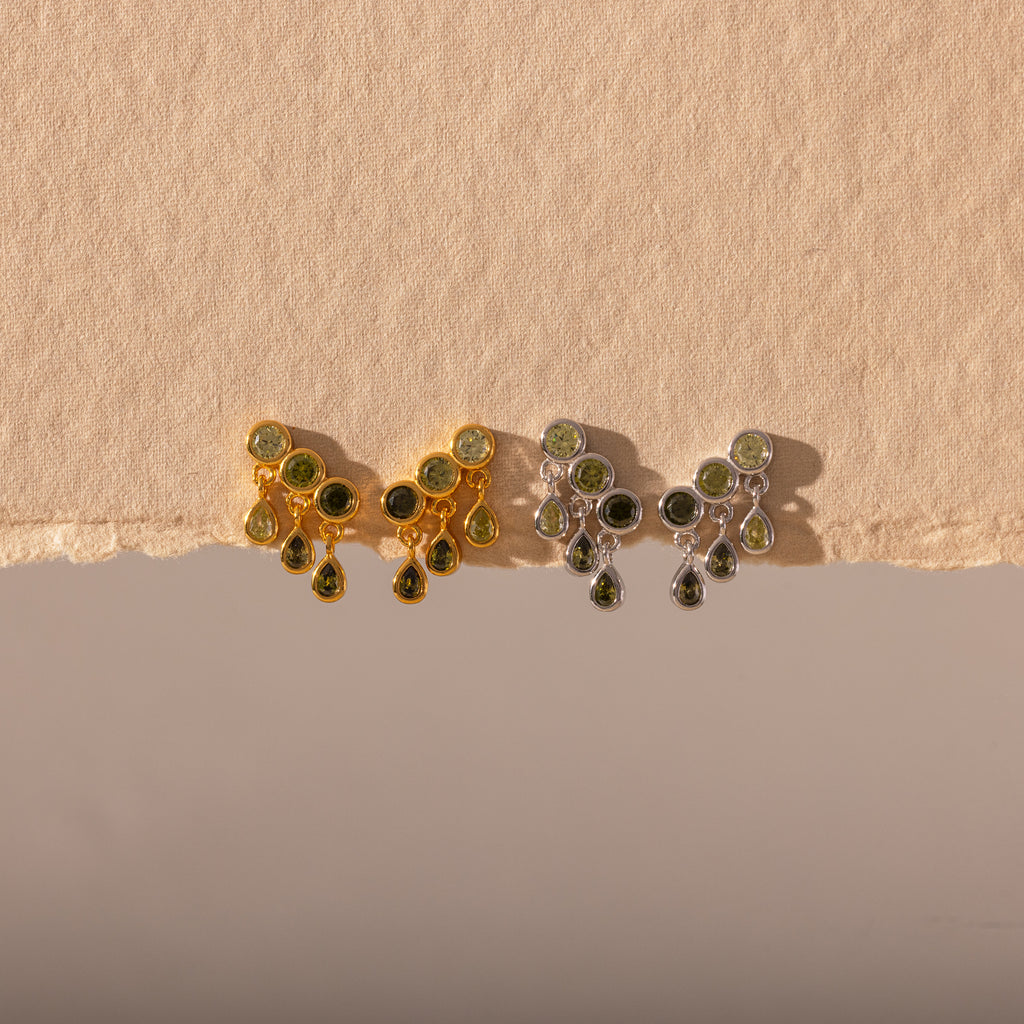 Peridot Raindrop Studs