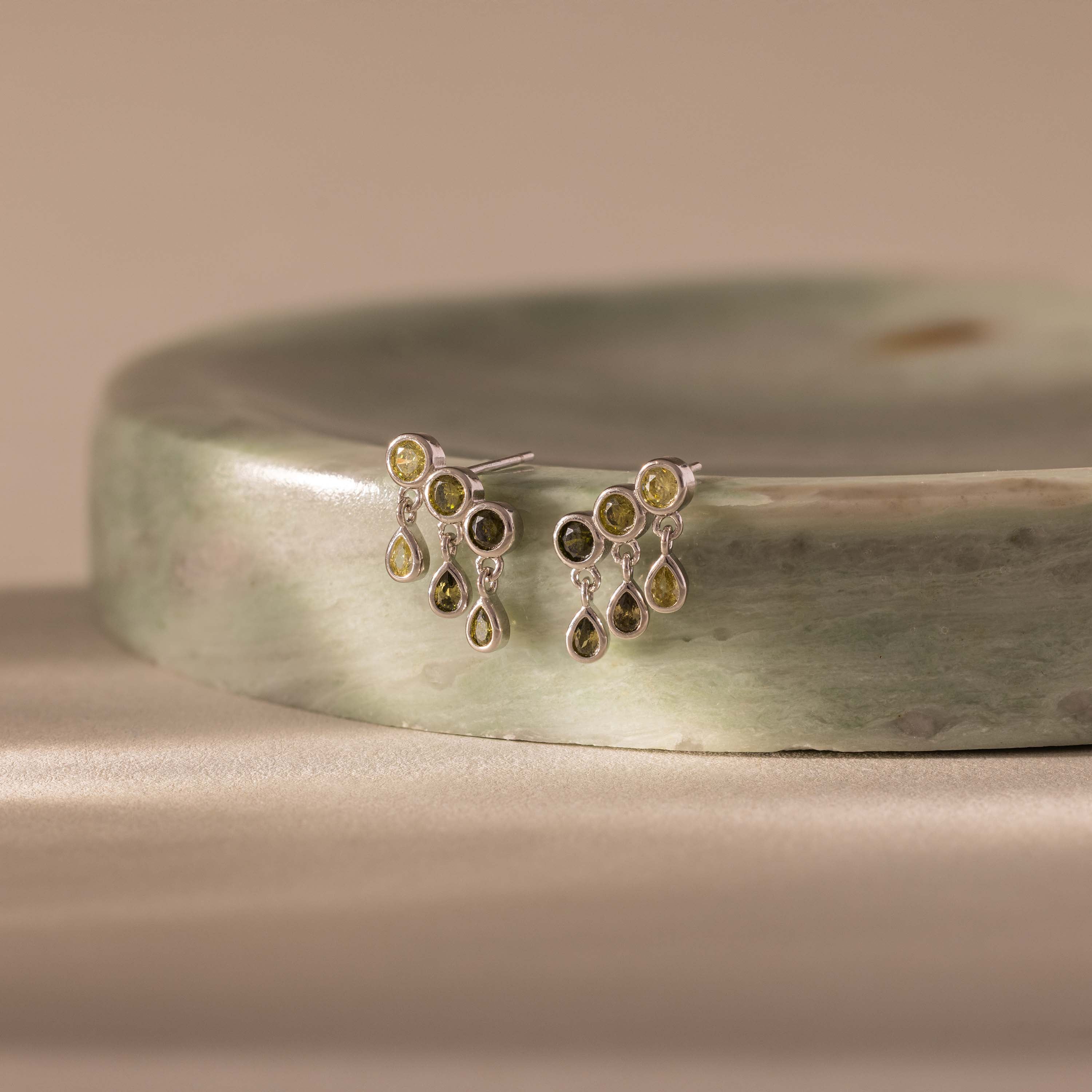 Peridot Raindrop Studs