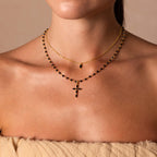 Midnight Cross Necklace in 18K Gold
