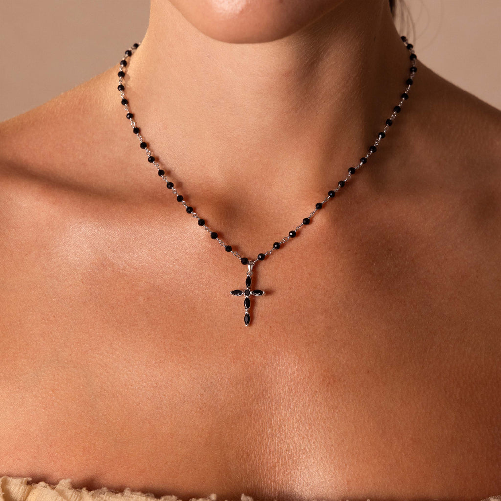 Midnight Cross Necklace in Silver