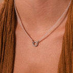 Crystal Beaded Charm Necklace in Silver