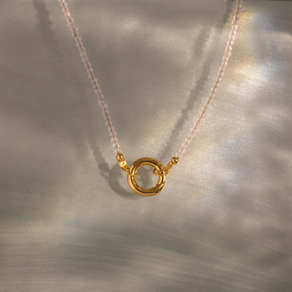 Crystal Beaded Charm Necklace in 18K Gold