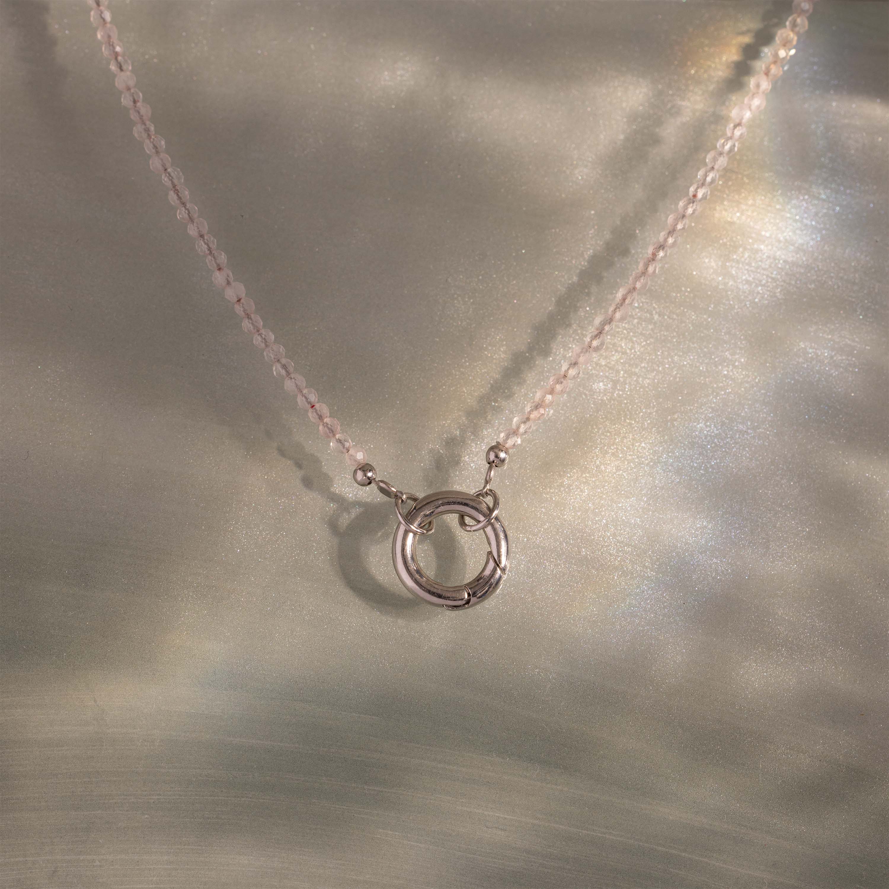 Crystal Beaded Charm Necklace in Silver