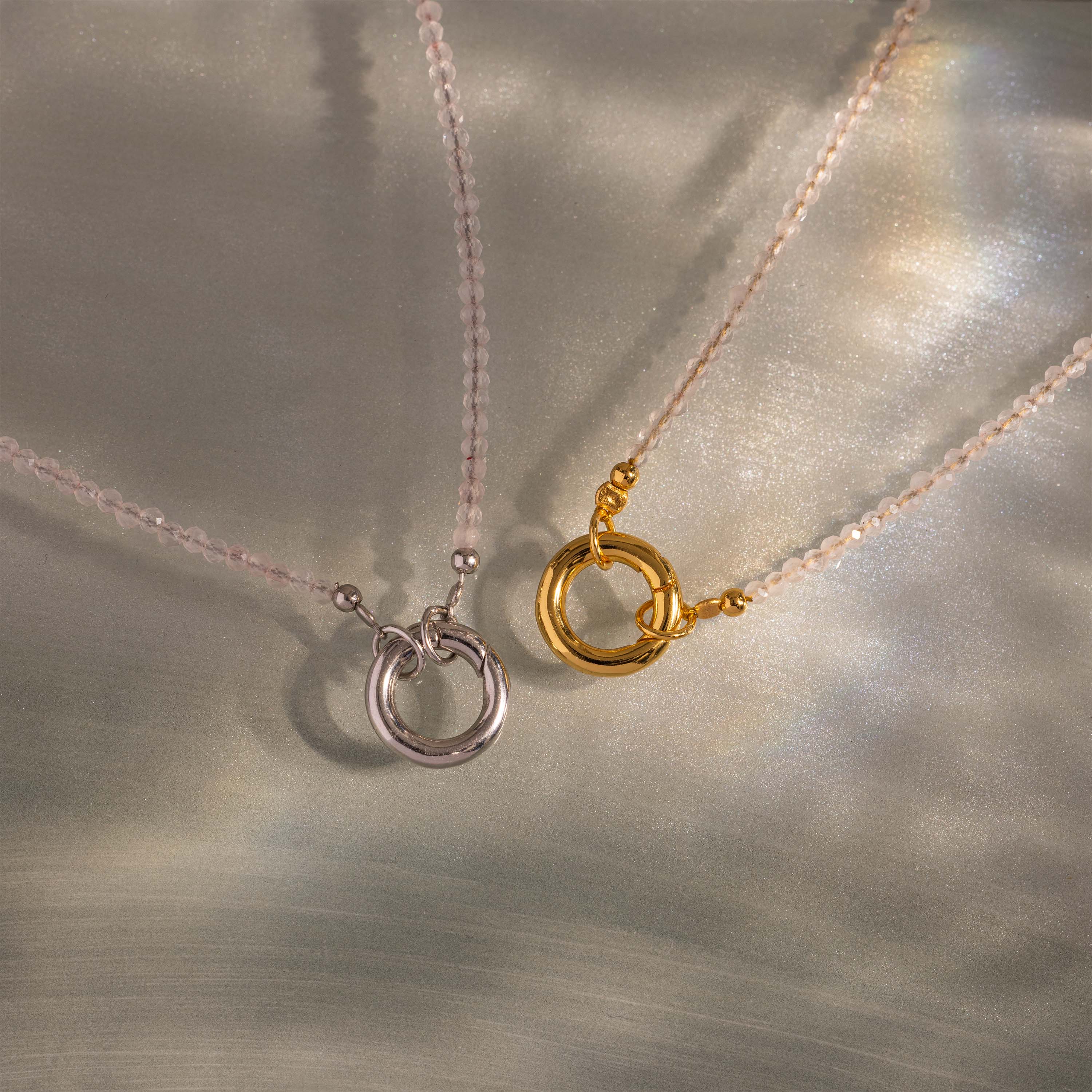 Crystal Beaded Charm Necklace in 18K Gold