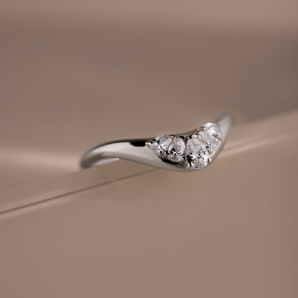 Sunrise Diamond Curve Ring