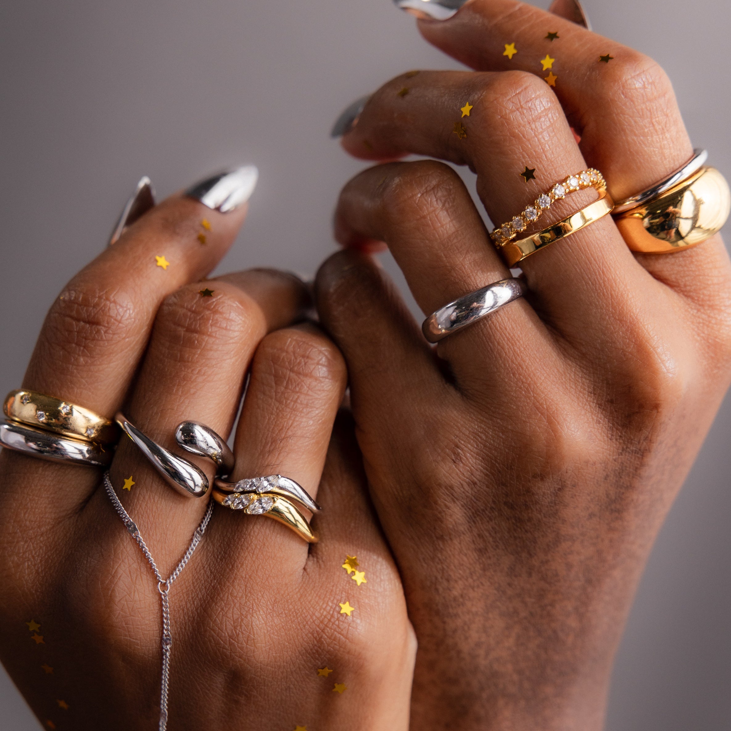 Mixed Metal Dome Ring Set