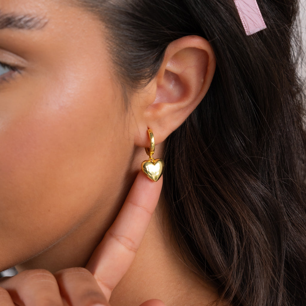 Puff Heart Jewelry Set in 18K Gold