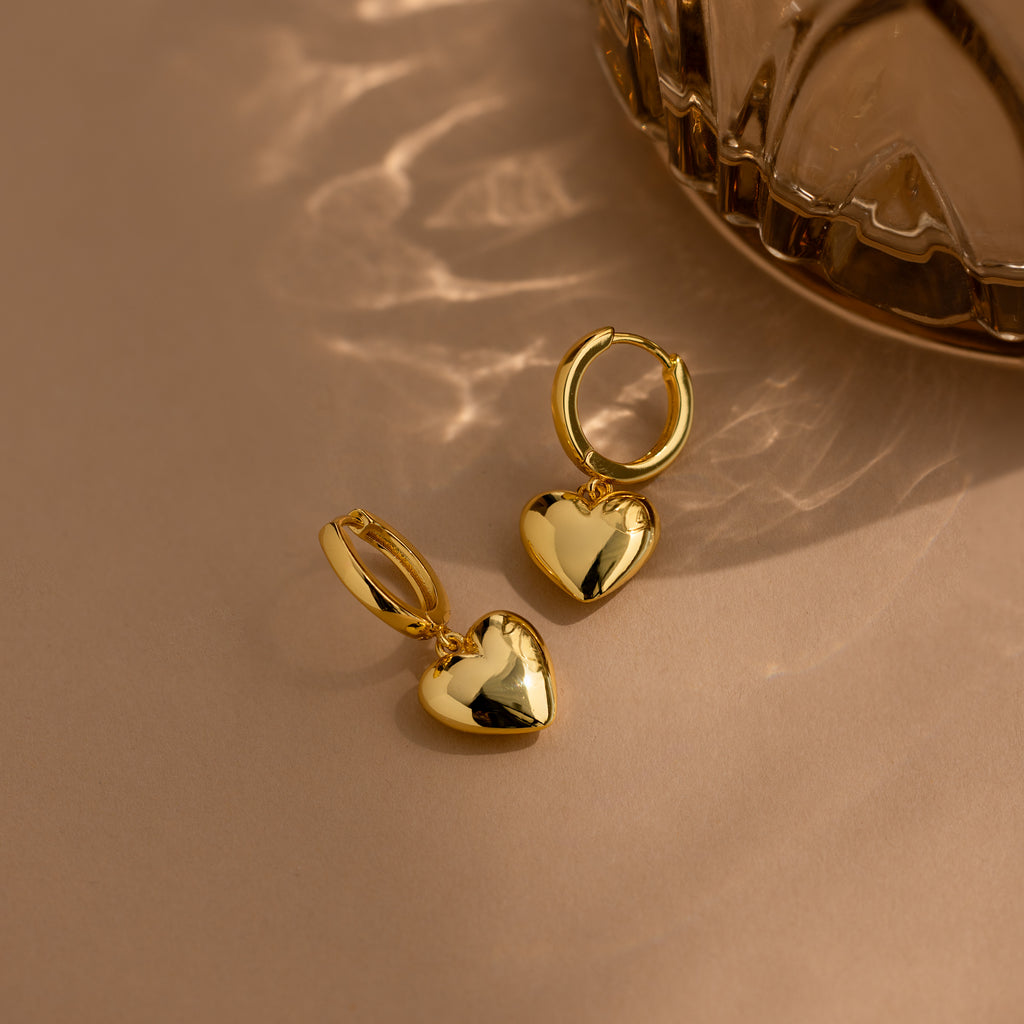 Puff Heart Jewelry Set in 18K Gold
