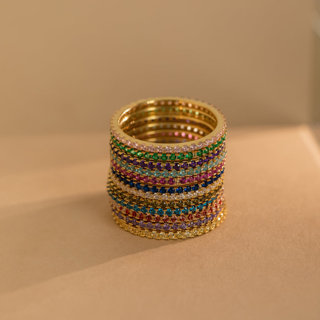 Bague avec pierre de naissance éternité 