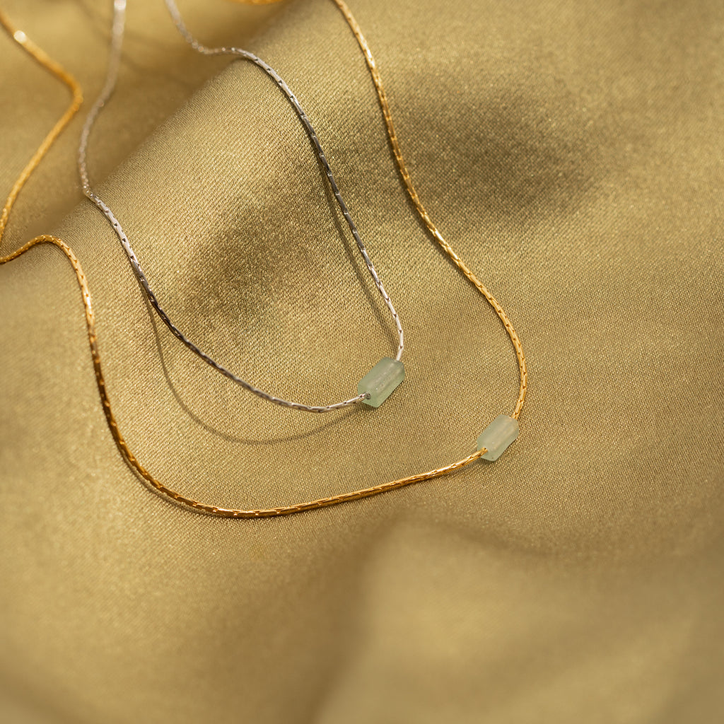 Collier barre en aventurine délicate