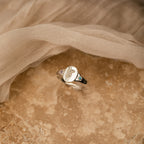 Initial Birthstone Signet Ring in Silver