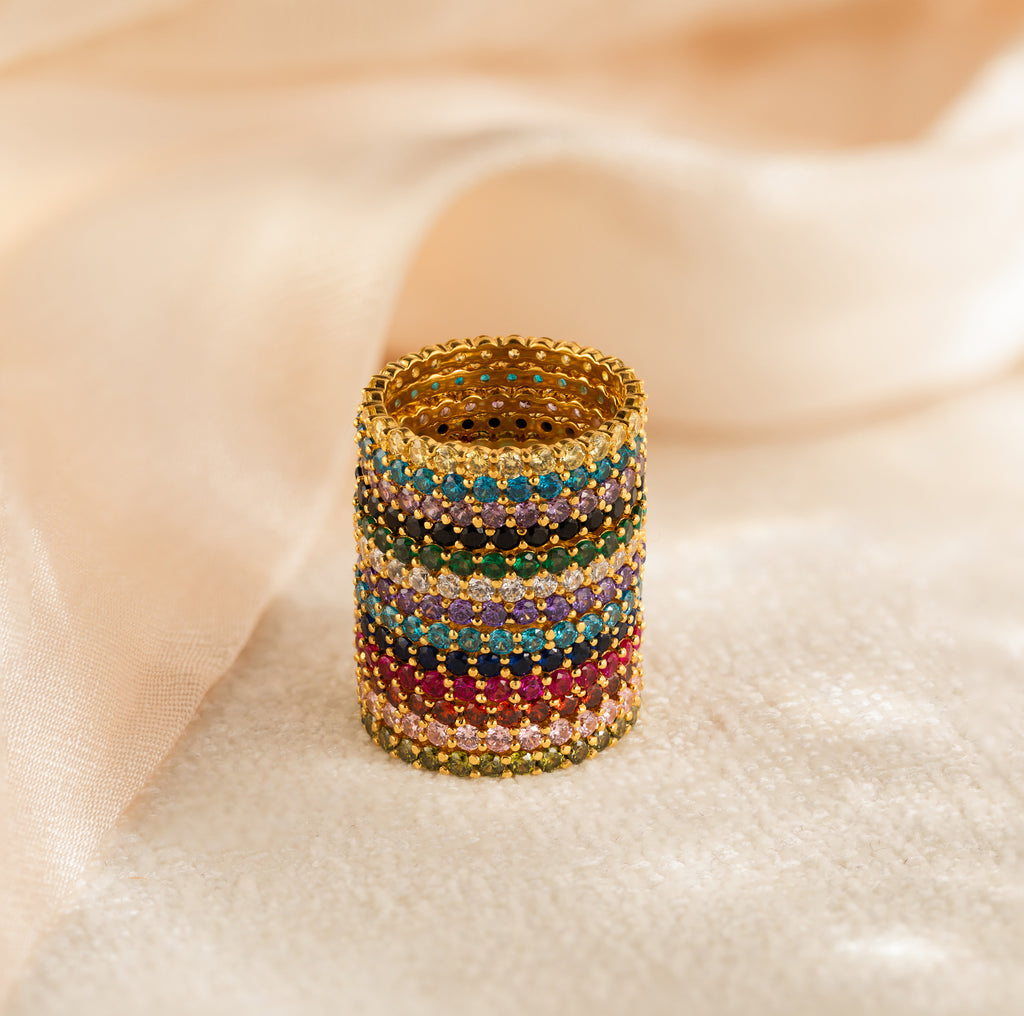 Anillo Eternity con piedra natal de tenis 