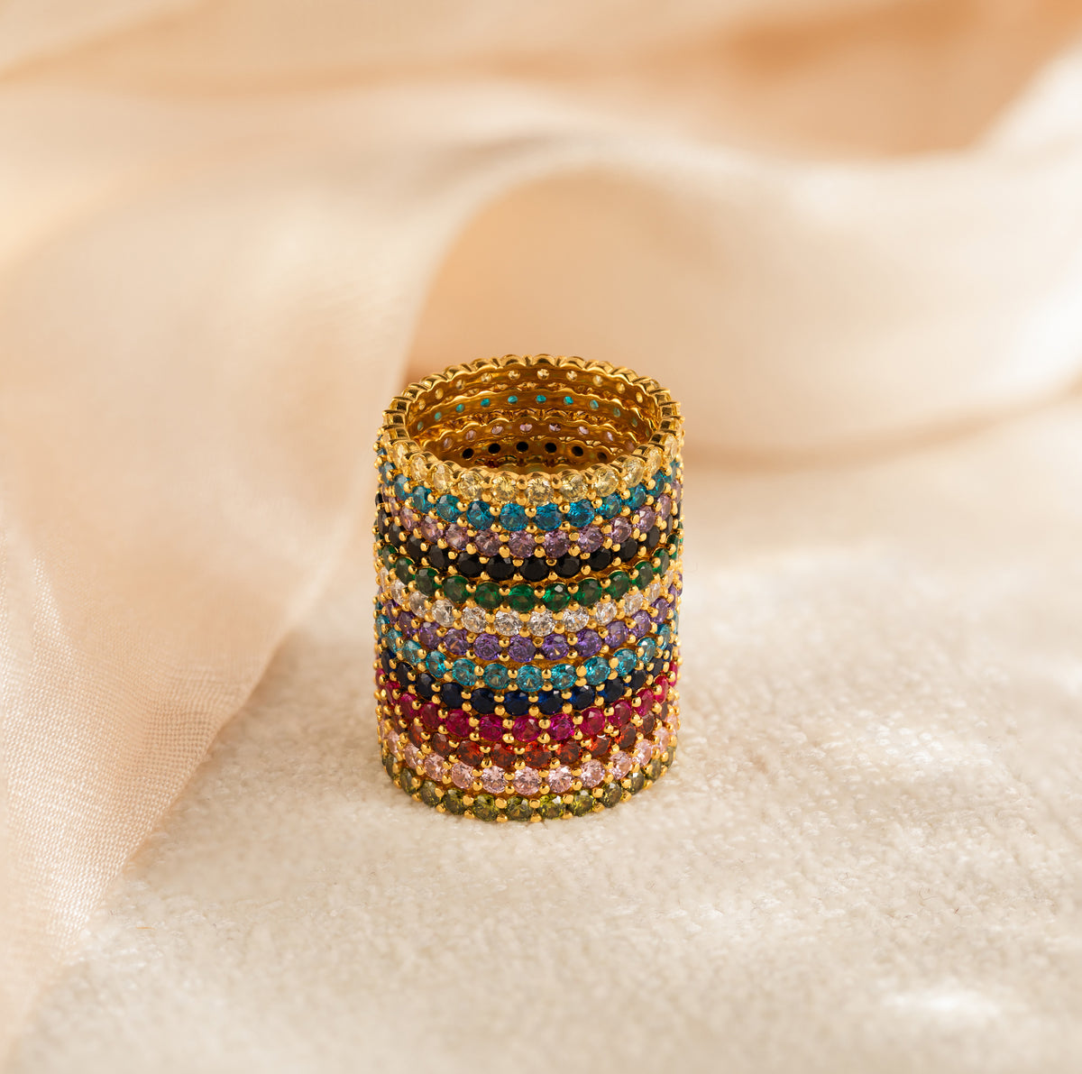 Anillo Eternity con piedra natal de tenis 