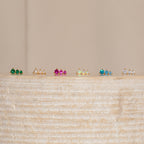 Pendientes con triple piedra natal