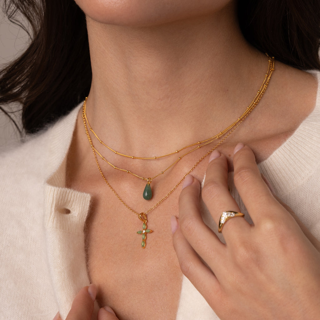 Jade Drop Necklace in 18K Gold