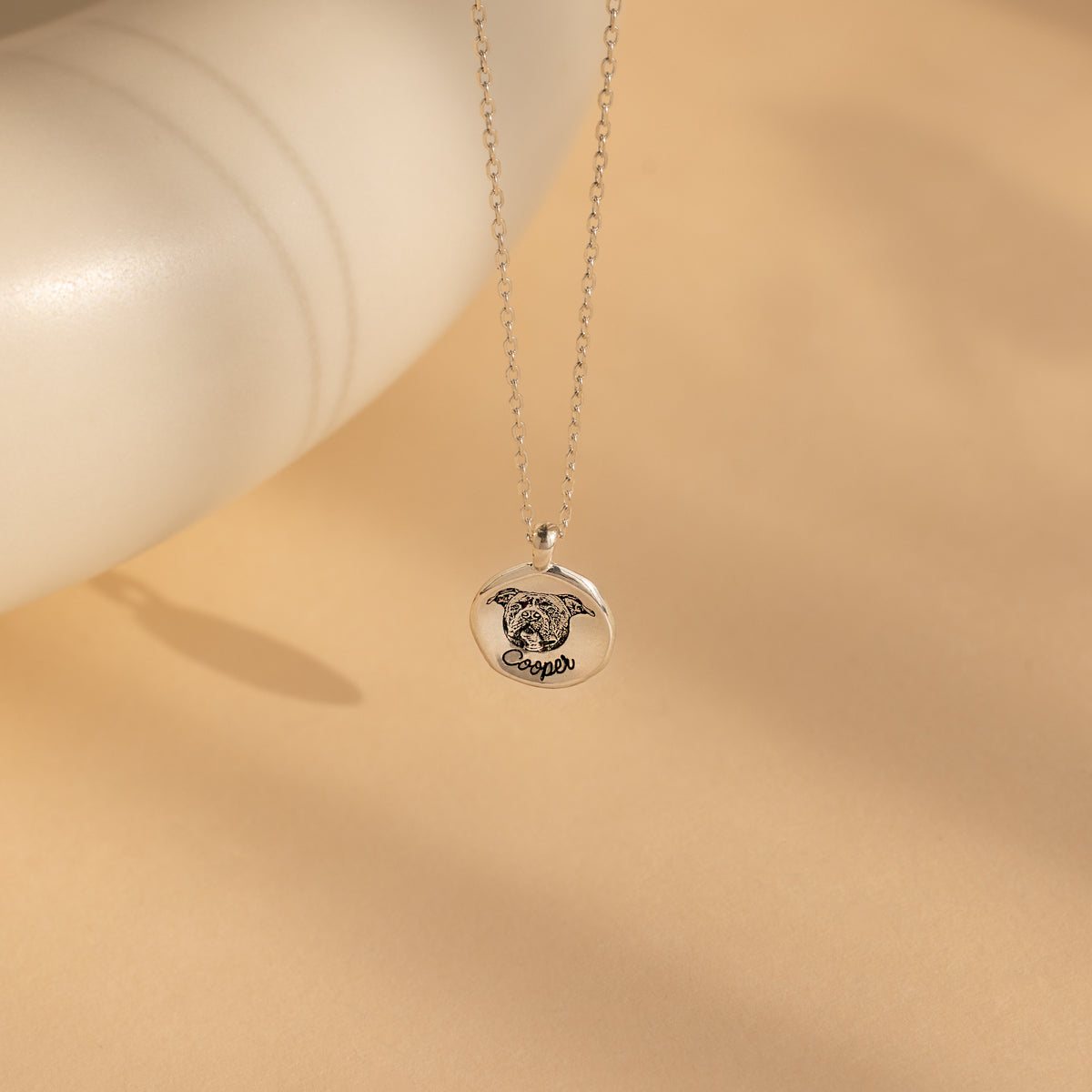 Pet Portrait Coin Necklace in Silver