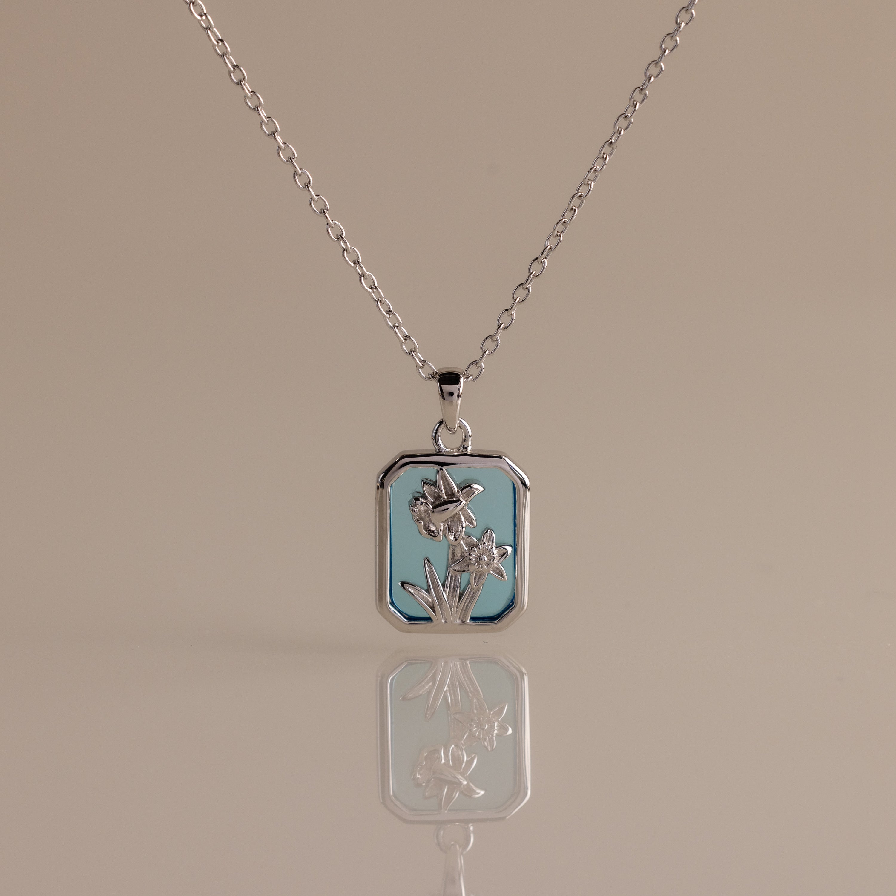 Aquamarine Birth Flower Charm Necklace