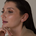 Marquise Opal Flat Back Studs in Silver