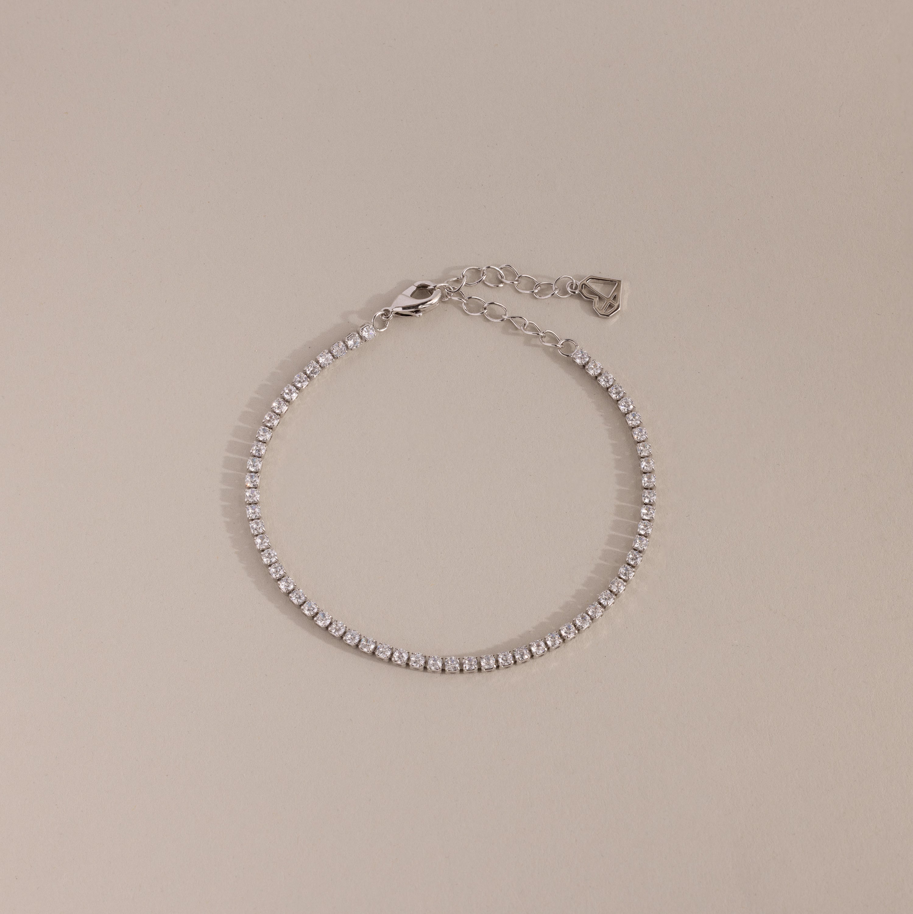 White Gold Classic Tennis Diamond Bracelet with a 2" extension