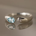 Toi et Moi Birthstone Signet Ring in Silver