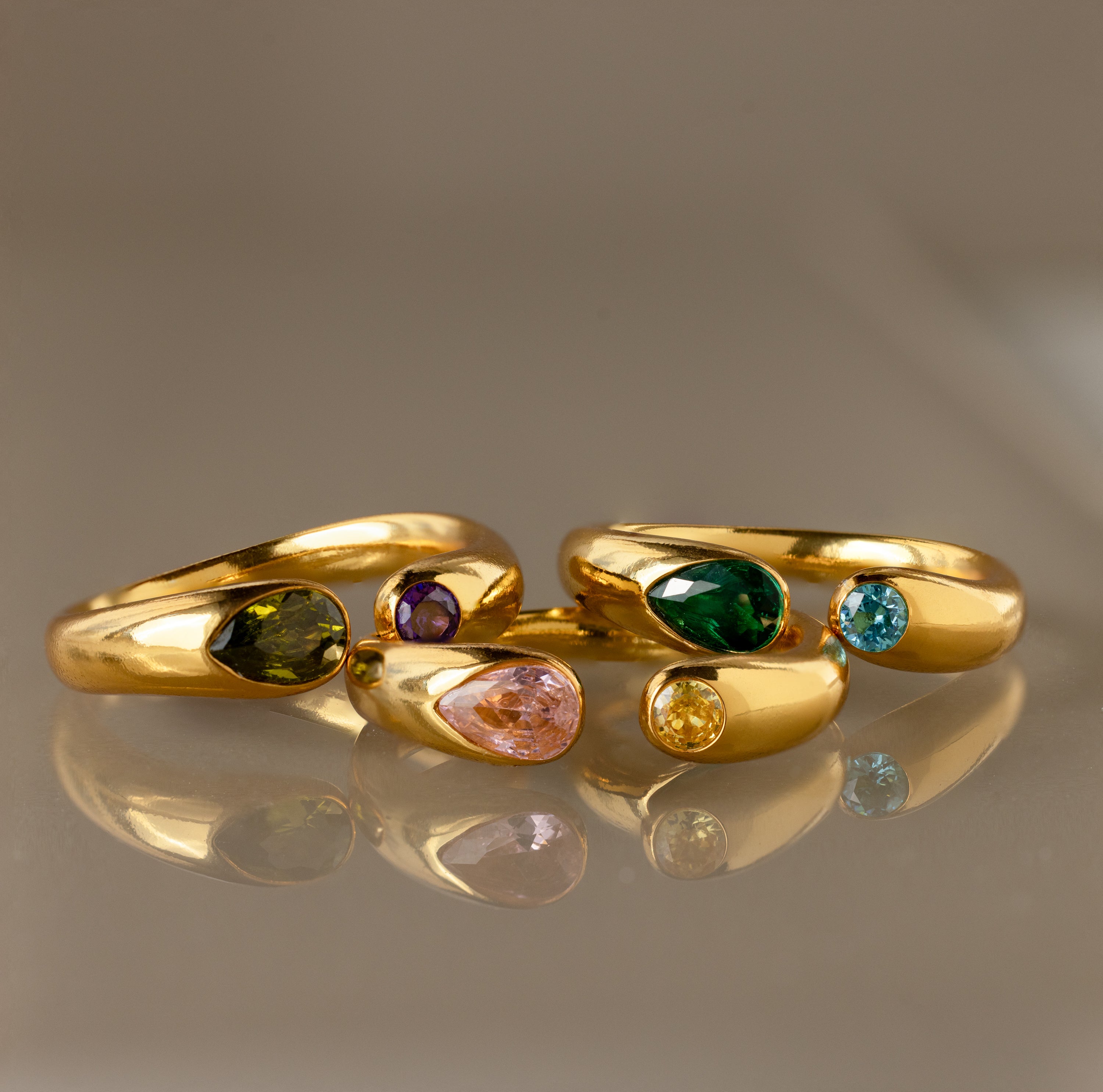 Custom Open Toi et Moi Birthstone Chunky Signet Ring | Caitlyn